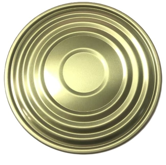 Emballage alimentaire en fer blanc boîtes en fer blanc couvercles 153 mm Diamètre 603D Fin inférieure Laque dorée BPANI