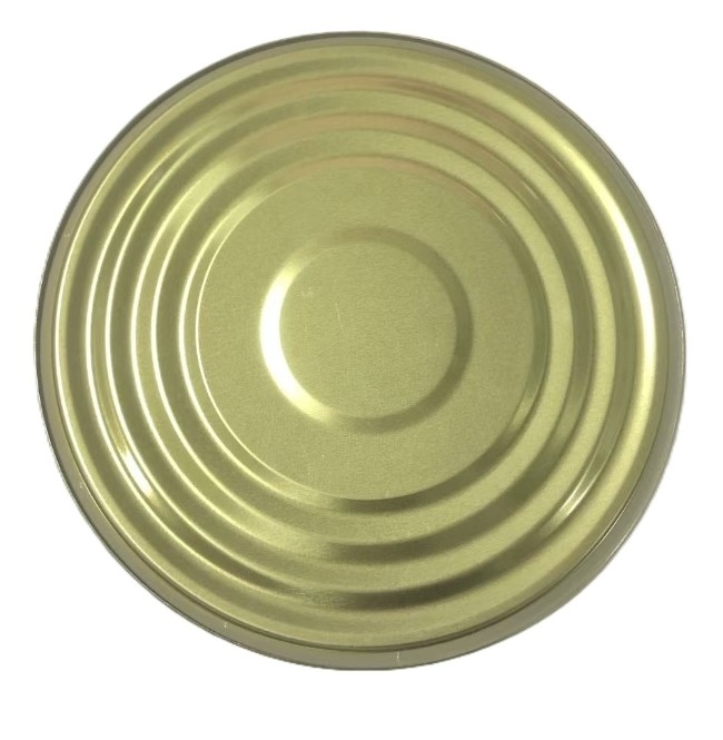 Emballage alimentaire en fer blanc boîtes en fer blanc couvercles 153 mm Diamètre 603D Fin inférieure Laque dorée BPANI