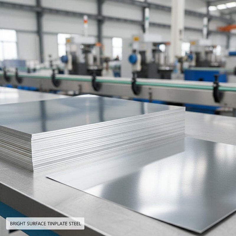 Tôle d'acier étamé finition de surface brillante, tôles d'acier étamé offrant résistance et finition de surface lisse, parfaites pour la fabrication de boîtes