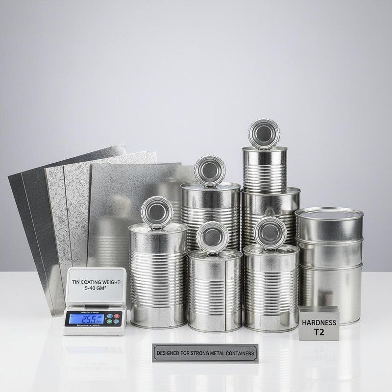 Conserves d'emballage Capsules couronnes Tôles d'acier étamé Poids de revêtement d'étain 5 à 40 g/m² Dureté T2 Conçu pour les contenants métalliques solides
