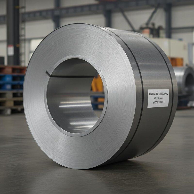 Finition de surface mate bobine d'acier plaqué d'étain ASTM A623 Matériau standard pour l'industrie électrique Automobile et emballage