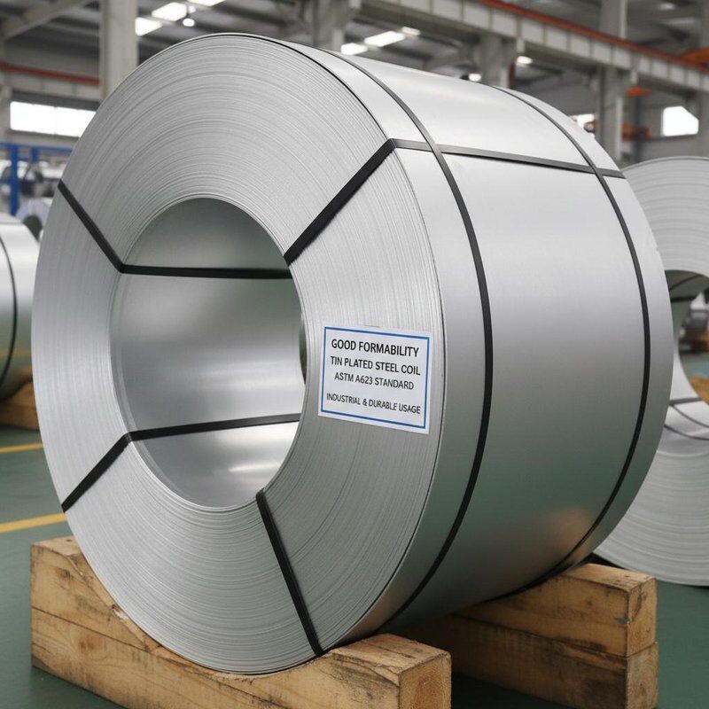 Bonne formabilité bobine en acier plaqué d'étain répondant à la norme ASTM A623 Convient pour les applications industrielles et l'utilisation durable