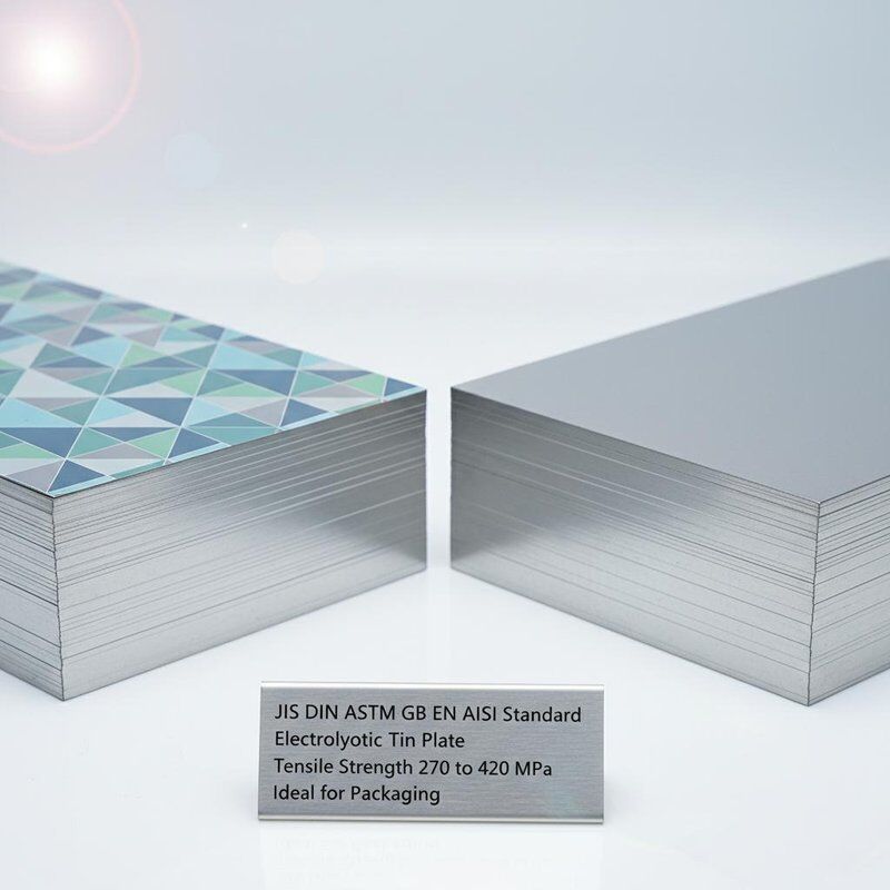 JIS DIN ASTM GB EN AISI Plaque d'étain électrolytique standard Résistance à la traction 270 à 420 MPa à l'extérieur Imprimé ou simple Idéal pour l'emballage