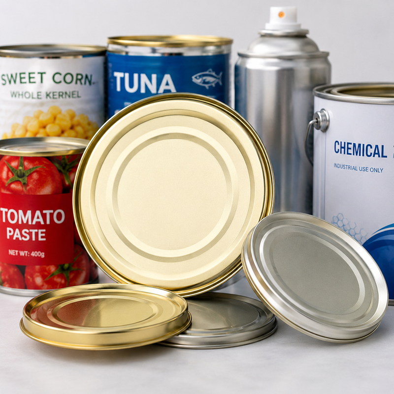 Couvercles en fer blanc multi-types pour emballages alimentaires, chimiques et aérosols